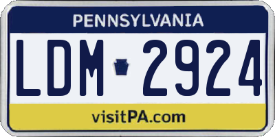 PA license plate LDM2924