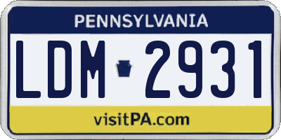 PA license plate LDM2931