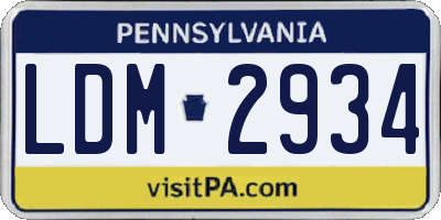 PA license plate LDM2934