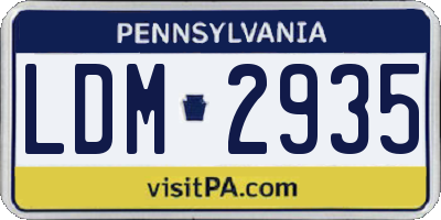 PA license plate LDM2935