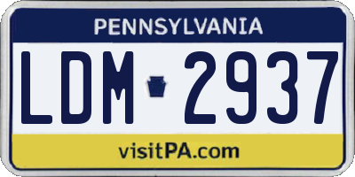 PA license plate LDM2937