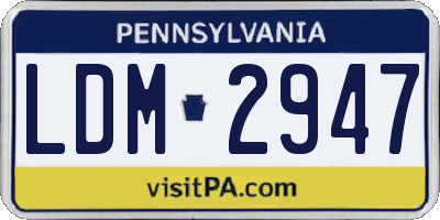 PA license plate LDM2947