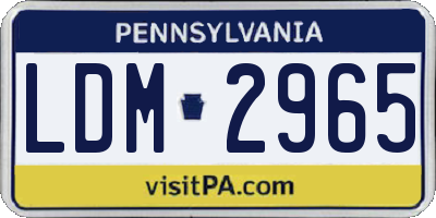 PA license plate LDM2965