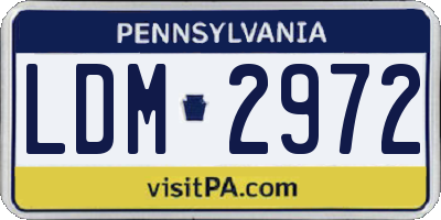 PA license plate LDM2972