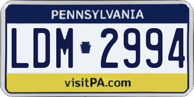 PA license plate LDM2994