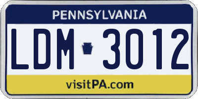 PA license plate LDM3012