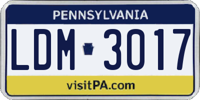 PA license plate LDM3017