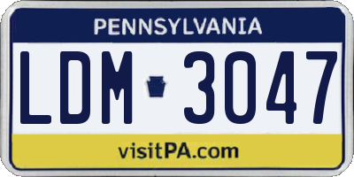 PA license plate LDM3047