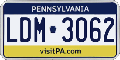 PA license plate LDM3062