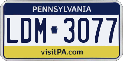 PA license plate LDM3077