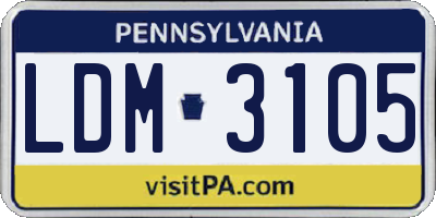 PA license plate LDM3105