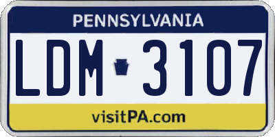 PA license plate LDM3107