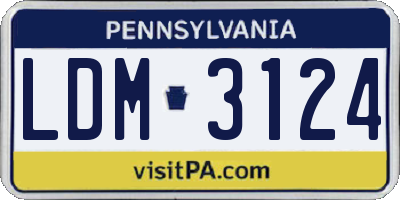 PA license plate LDM3124