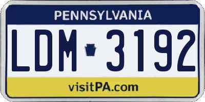 PA license plate LDM3192