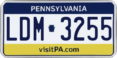 PA license plate LDM3255