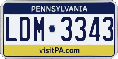 PA license plate LDM3343