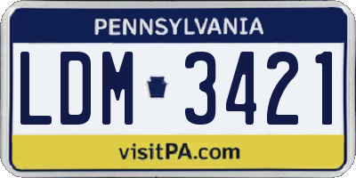 PA license plate LDM3421