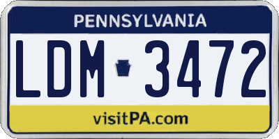 PA license plate LDM3472