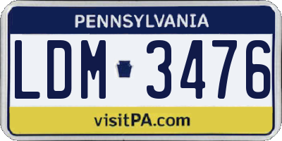 PA license plate LDM3476