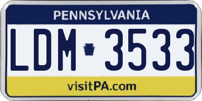 PA license plate LDM3533