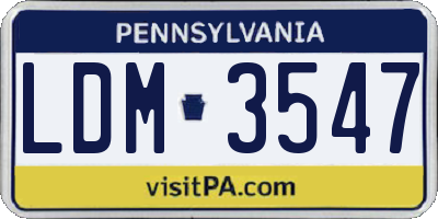 PA license plate LDM3547