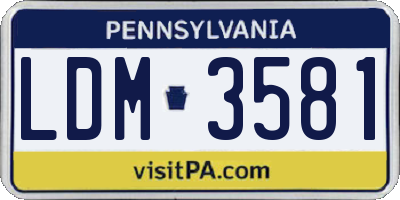 PA license plate LDM3581