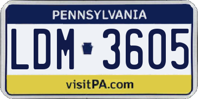 PA license plate LDM3605
