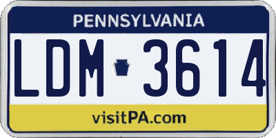 PA license plate LDM3614