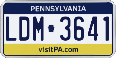 PA license plate LDM3641
