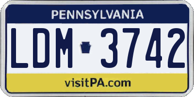 PA license plate LDM3742