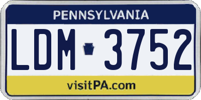 PA license plate LDM3752