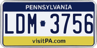 PA license plate LDM3756