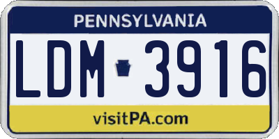 PA license plate LDM3916