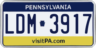 PA license plate LDM3917