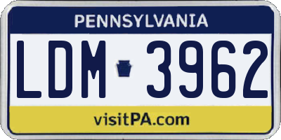 PA license plate LDM3962