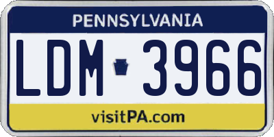 PA license plate LDM3966
