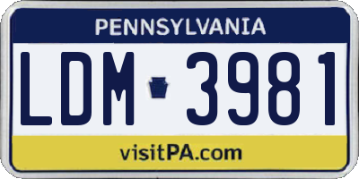PA license plate LDM3981