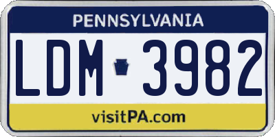 PA license plate LDM3982