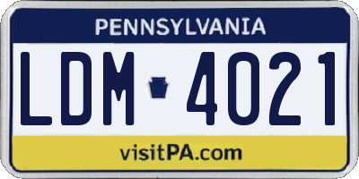 PA license plate LDM4021
