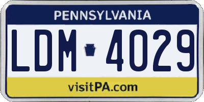 PA license plate LDM4029