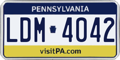 PA license plate LDM4042