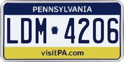 PA license plate LDM4206