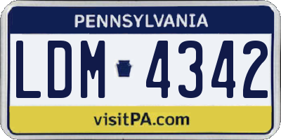 PA license plate LDM4342
