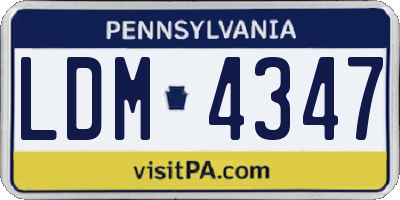 PA license plate LDM4347