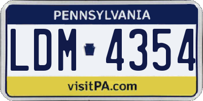 PA license plate LDM4354
