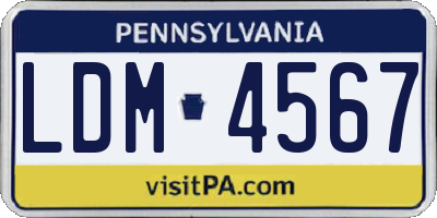 PA license plate LDM4567