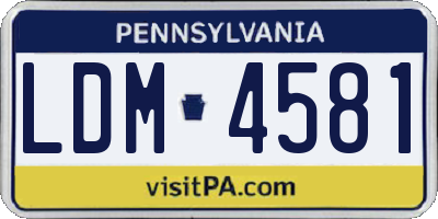 PA license plate LDM4581