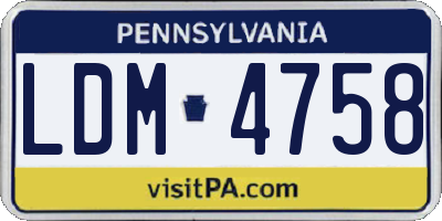 PA license plate LDM4758