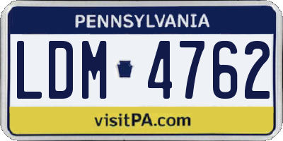 PA license plate LDM4762