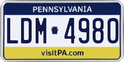 PA license plate LDM4980